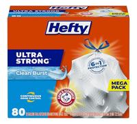 Hefty Ultra Strong Trash Bags (Clean Burst, Tall Kitchen Drawstring, 13 Gallon, 80 Count)