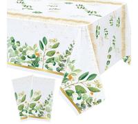 Hegbolke 2 Pack Sage Greenery Leaves Eucalyptus Leaf Table Covers - 130x220cm Sage Greenery Oh Baby Tablecloths, for Baby Shower Party Home Birthday Wedding Table Decor