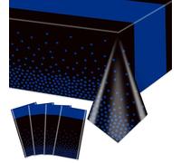 Hegbolke 4 Pack Black and Blue Tablecloths - 86.6"x51.2" Rectangular Black Blue Table Cover for Weddings Birthdays First Communion Baby Showers Graduation