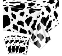 Hegbolke 4 Pack Black Cow Print Tablecloths, 86.6 x 51.4 Inch Cow Tablecloth Rectangular Cow Table Cover Baby Shower Disco Cow Birthday Party Decorations Supplies
