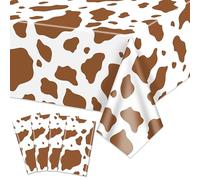 Hegbolke 4 Pack Brown Cow Print Tablecloths, 86.6 x 51.4 Inch Cow Tablecloth Rectangular Cow Table Cover Baby Shower Disco Cow Birthday Party Decorations Supplies