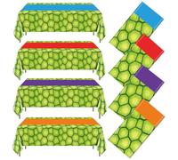 Hegbolke 4 Pack Cartoon Turtle Tablecloths, 130 x 220 cm Green Table Cover with Blue Purple Red Orange Table Runner for Turtle Theme Kid’s Birthday Party Holiday Outdoor Camping Decoration