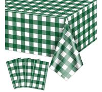 Hegbolke 4 Pack Green Gingham Tablecloths, Green and White Checkered Tablecloths 86.6 x 51.2 Inches Gingham Table Covers Golf-Themed Picnic Table Covers for Birthday Party Holiday Outdoor Supplies