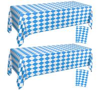 Hegbolke 4 Pack Oktoberfest Tablecloths - Blue and White Checkered Tablecloth Beer Table Cloths Rectangular for German Oktoberfest Decorations Supplies, 86" x 51"