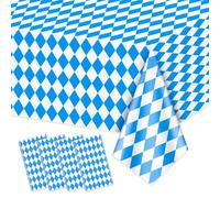 Hegbolke 4 Pack Oktoberfest Tablecloths - Blue and White Checkered Tablecloth Beer Table Cloths Rectangular Oktoberfest Table Covers for German Oktoberfest Decorations Supplies, 54" x 86"