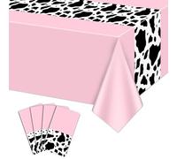 Hegbolke 4 Pack Pink Cow Print Tablecloths, Cow Tablecloth Rectangular Cow Table Cover Baby Shower Disco Cowgirl Birthday Party Decorations Supplies