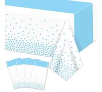 Hegbolke 4 Pack White and Blue Tablecloths - 86.6"x51.2" Rectangular Blue Table Cover for Weddings Birthdays First Communion Baby Showers Graduation