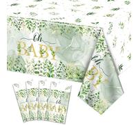 Hegbolke 4Pcs Sage Green Baby Shower Tablecloths - 86.6"x51.2" Rectangular Sage Greenery Tablecloths for Home Gender Neutral Birthday Sage Green Baby Shower Table Decorations