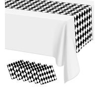 Hegbolke 6 Pcs Black and White Checkered Table Runner, 14 x 108 in Alice Tablecloths for Racing Theme, Halloween, Wonderland Party, Classic Checker Indoor Outdoor Decorations