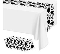 Hegbolke 6 Pcs Cow Print Table Runner, 14 x 108 in Black and White Cow Table Runner Farm Cow Print Tablecloth Western Tablecloth for Birthday Western Barnyard Home Kitchen Table Decorations