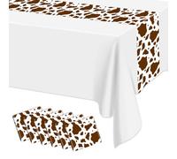 Hegbolke 6 Pcs Cow Print Table Runner, 14 x 108 in Brown Cow Table Runner Farm Cow Print Tablecloth Western Tablecloth for Birthday Western Barnyard Home Kitchen Table Decorations