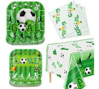 Hegbolke Football Theme Party Supplies Serve 20-61Pcs Plates Napkins Tablecloth Set for Kids Football Themed Birthday Party Decorations Supplies