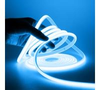 HEGEHE 220V COB Neon Light Strip with On/Off Switch, Cut to 50cm, 288LED/m Flexible and Waterproof Silica Gel Rope Light (4m, Ice Blue)