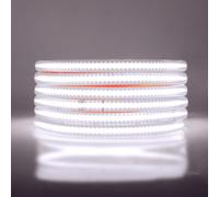 HEGEHE 220V COB Strip Light with Self-Adhsive Tape, Cut to 50cm, IP65 Waterproof LED Rope Light with Switch Power Supply (15m, Cold White)