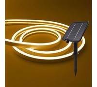 HEGEHE 24V Solar/USB COB Neon Flex Light 8-Mode Controller, IP67 Waterproof 2835 SMD 120LEDs/m LED Strip, Indoor/Outdoor Use (Warm White,5m)