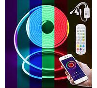 HEGEHE 2m 12V Smart WiFi Neon Flex Light Strip, Work with Alexa Google SmartThing, IP65 Waterproof, Music Sync, Smart Life App Dimmable IR Remote Control