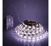 HEGEHE 5V Battery Powered LED Strip Tapes, Self-Adhesive SMD 3528 60 LEDs Light Ribbon Not Waterproof (3m, Cold White)