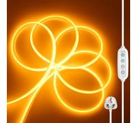 HEGEHE Dimmable COB LED Strip Light 220V IP65 with Timer Switch-YEL-15m