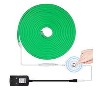 HEGEHE Dimmable LED Neon Light Strip Kit, 1m Green Neon Rope Light + ITOUCH Dimmer Switch + 12V DC Power Supply, Flexible and Waterproof for Home DIY Commercial Decor