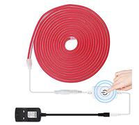 HEGEHE Dimmable LED Neon Light Strip Kit, 4m Red Neon Rope Light + ITOUCH Dimmer Switch + 12V DC Power Supply, Flexible and Waterproof for Home DIY Commercial Decor