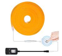 HEGEHE Dimmable LED Neon Light Strip Kit, 5m Golden Yellow Neon Rope Light + ITOUCH Dimmer Switch + 12V DC Power Supply, Flexible and Waterproof for Home DIY Commercial Decor