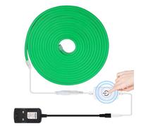 HEGEHE Dimmable LED Neon Light Strip Kit, 5m Green Neon Rope Light + ITOUCH Dimmer Switch + 12V DC Power Supply, Flexible and Waterproof for Home DIY Commercial Decor