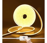 HEGEHE Dimmable Neon LED Strip, 12 V 2835 LED Strip Waterproof Diffusion Silicone Neon Flex LED Light Strip Tube for Indoor Outdoor Home Kitchen DIY Decoration (Warm White, 5 m)