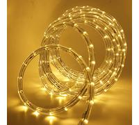 HEGEHE Mains Powered Tube Light Ribbon with Power Cord, 220V PVC Round LED Strip Rope Lights, IP67 Waterproof for Outside Garden Corridor Fence Festival Xmas Christmas Party Decor (Yellow, 5m)
