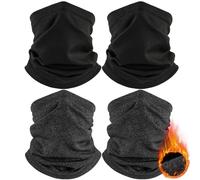 HEGGCOOE 4 Pcs Neck Warmer Snood for Men & Women, Winter Windproof Fleece Neck Gaiter Face Cover Scarf for Outdoor Sport Motorcycle Skiing Running Cycling (2x Black+2x Grey)