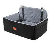 HEGGCOOE Dog Car Seat for Medium/Large Pet, Booster Seat for Under 55 lbs or 2 Small Dogs, Detachable & Washable Car Bed for Backseat with 2 Safety Leashes (Black/Grey)