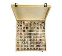 HEGGMKK 100pcs Rock Mineral Specimen Kit, 40x40x5cm Wooden Case (3.5kg), Rock Size: 2.5-3 Cm, Labeled/Easy Identification, for Geology Enthusiasts,100pcs