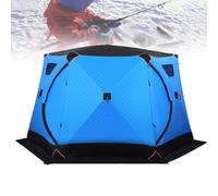 HEGGMKK Insulated Ice Fish Shelter, for 6-8 People (3.5×3.5×1.9m), 5-layer Lining, Windproof Snowproof, 2 Doors 5 Windows/Effective Lighting,for Winter Camping,Blue