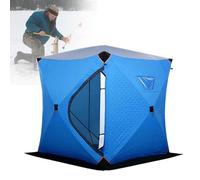 HEGGMKK Insulated Ice Fishing Shelter (1.8x1.8x2.1M), Oxford Cloth + Cotton Interlayer/Heat-locking & Windproof, D-type Double Doors, No-build Devise, with Storage Bag,A