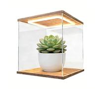 HEGGMKK LED Lighted Acrylic Display Case, Cube:10-60cm, Single/Double Door Devise, Stackable/Dustproof, 12mm Thick Base, for Ornaments,60×60×60cm