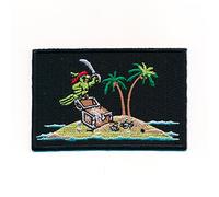 hegibaer 40 x 25 mm Pirate Parrot Island Treasure Chest Children's Sew-On Patch 1071 A