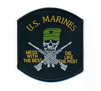 hegibaer 48 x 48 mm U.S. Marines Skull Gun USA 0781 A Iron-On Sew-On Patch