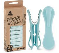 Hegs 30 Pack Pastel Blue - The Smartest Heavy Duty Clothespins with Hooks - Hang 3 Garments at Once with Our Tough, Dual Hooks Clothes Pins with Anti-Rust Spring - Durable, Colorful Clothespins