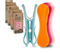Hegs 40 Pack Multi Colored Clothes Pins (Light Blue, Light Pink, Dark Pink) - The Smartest Heavy Duty Clothespins with Hooks - Hang 3 Garments at Once - Durable, Strengthened PP Plastic Clothes Pins