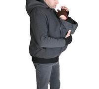 HEGZA 2 in 1 Multi-Function Mens Kangaroo Sweatshirt Hoodie Jacket for Dad and Baby Carrier Pullover Sweater,Gray,L