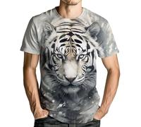 Hehanus Men's Novelity Tiger Graphic T-Shirts White Tiger 3D Print Summer Short Sleeve Tee Shirt, White3, 3XL