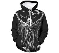 Hehanus Men's Skull 3D Print Hoodies Novelty Sweatshirt Hooded Casual Pattern Hoodie Pullover With Pockets, White2, XX-L