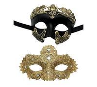 HeHeGe Couple's Masquerade Masks Lace Rhinestone Roman Greek Venetian Style for Prom Mardi Gras Wedding Halloween Party
