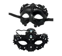 HeHeGe Couple's Masquerade Masks Lace Rhinestone Roman Greek Venetian Style for Prom Mardi Gras Wedding Halloween Party