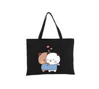 heheli Kawaii Panda Bear Hug Bubu And Dudu Tote Bag for Women Girls Casual Bag for Work Shopping Travel Xmas Novelty Canvas Bag Valentine Day Gift