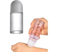 Hehglng 1Pc 50ML Glass Empty Roller Bottles with Plastic Roller Ball, Deodorant Roll On Bottles Containers Leak Proof Massage Roller Ball Bottle with Cap for Essential Oil Perfume Cosmetics (White)
