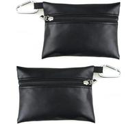 Hehglng 2 Pcs Black Mini Golf Tee Pouch Bag, Golf Ball Tee Storage Bag Leather Golf Tees Pocket with Zipper, Golf Club Bag Accessories, Golf Tee Bag