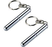 Hehglng 2 Pcs Silver Retractable Mini Pen Made Metal Tool Pen Retractable Pocket Pen Keychain for Students Birthday Christmas, Construction Workers Car Keychains Office Products Ballpoint Pens