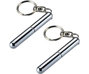 Hehglng 2 Pcs Silver Retractable Mini Pen Made Metal Tool Pen Retractable Pocket Pen Keychain for Students Birthday Christmas, Construction Workers Car Keychains Office Products Ballpoint Pens
