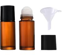 Hehglng 2Pcs Brown Glass Essential Oil Roller Bottles Refillable Roll on Bottles Empty Deodorant Bottle Containers Rollerball Beauty Personal Care Fragrance Cosmetics Tools (50ML)