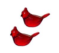 Hehglng 2Pcs Hand-Painted Cardinal Bird Statue - Red Acrylic Tabletop Decor Base for Living Room, Bookshelf and Modern Farmhouse Displays